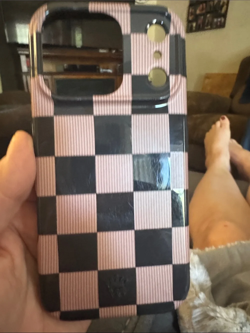 Velvet Caviar Pink and Black Checkered Phone Case
